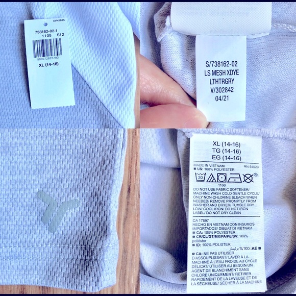 NEW Graphic Mesh T Shirt Long Sleeve XL Light Gray Boy’s UNISEX OLD NAVY - Picture 3 of 16